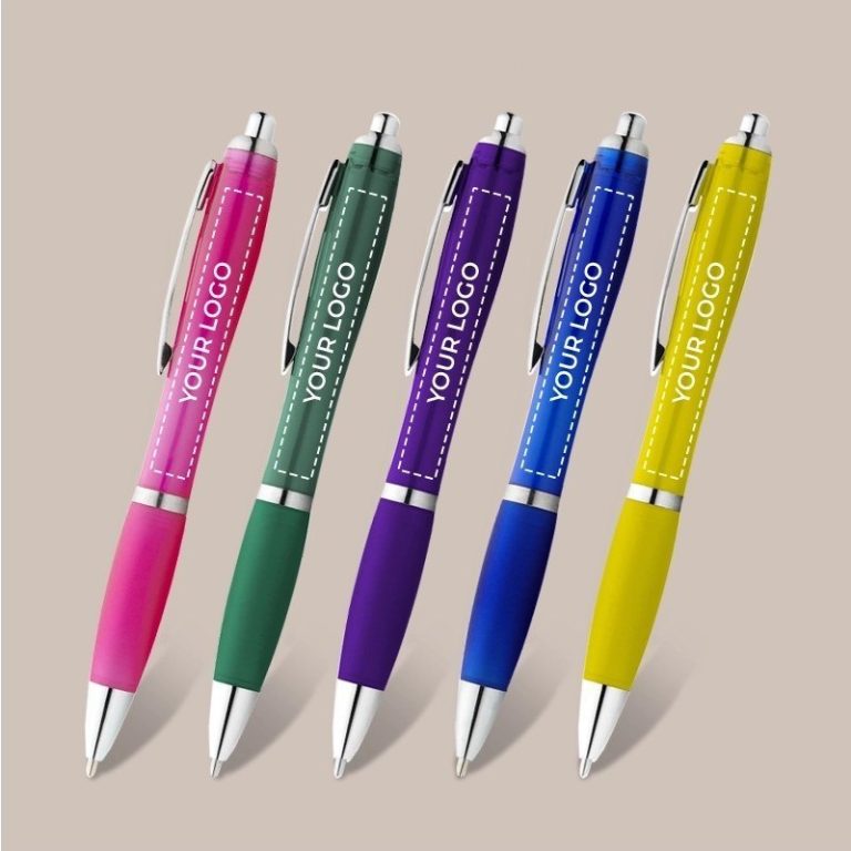 Printed Ballpoint Pen With Coloured Barrel And Grip