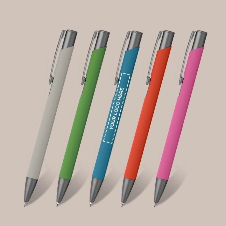 Printed Soft Touch Gunmetal Pen