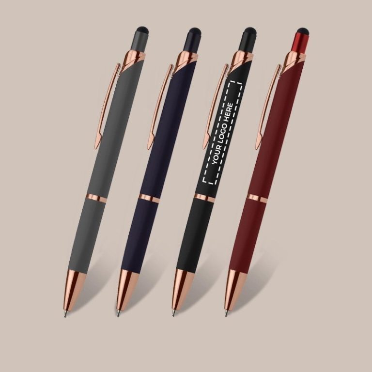 Printed Soft Touch Rose Gold Aluminium Stylus Pen