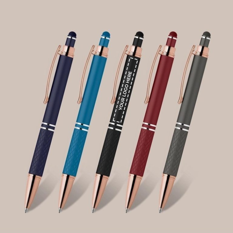 Printed Soft Touch Rose Gold Metal Stylus Pen