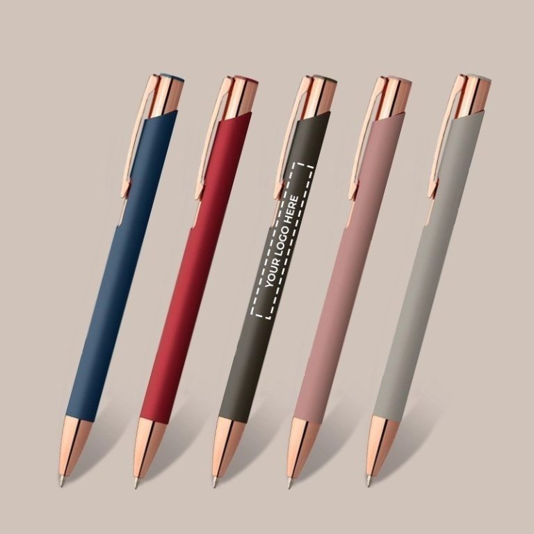 Printed Soft Touch Rose Gold Pen
